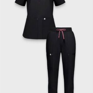 Women's Black Pants with Pink Drawstring